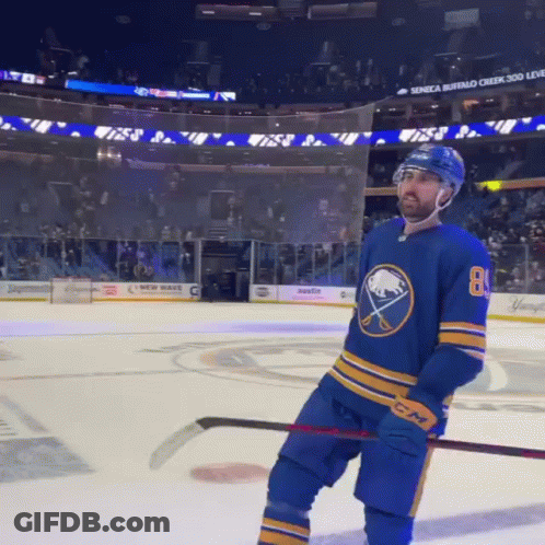 Hockey Player In Blue Jersey Number 80 GIF