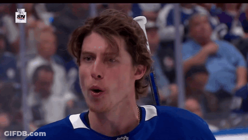 Hockey Player In Blue Jersey With SN GIF
