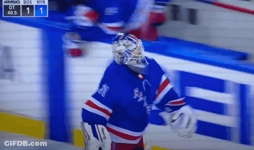 Hockey Player In Blue NYR Jersey GIF