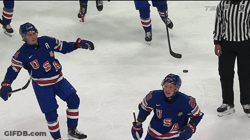 Hockey Player In Blue USA Jersey GIF