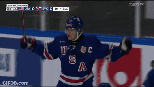 Hockey Player In Blue USA Jersey GIF