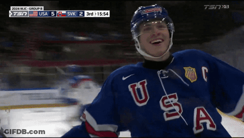 Hockey Player In Blue USA Jersey GIF