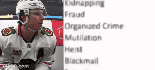 Hockey Player In Chicago Jersey Sitting On Ice GIF