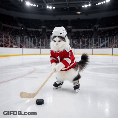 Hockey Player In Dallas Jersey Holding Puck GIF
