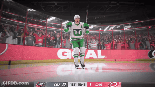Hockey Player In Green And White With Letter W GIF