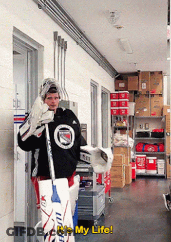Hockey Player In Hallway Saying It's My Life GIF
