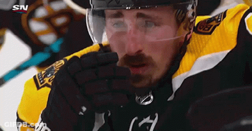 Hockey Player In Helmet And Gloves With SN GIF