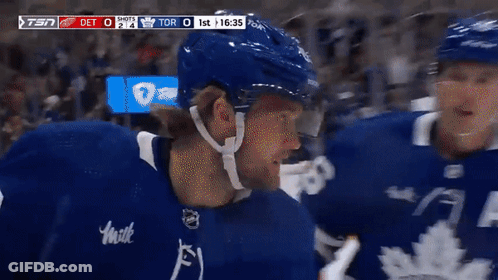 Hockey Player In Jersey Saying Milk On Sleeve GIF