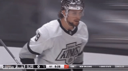 Hockey Player In Kings Jersey On Ice GIF