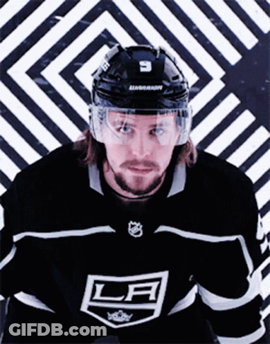 Hockey Player In LA Jersey And Helmet GIF