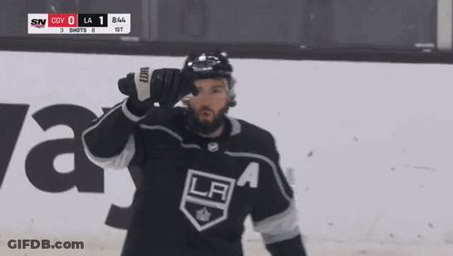 Hockey Player In LA Jersey On Ice GIF