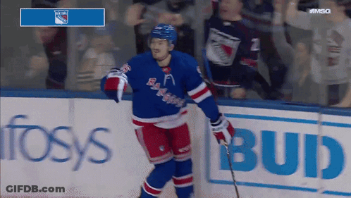 Hockey Player In New York Rangers Jersey On Ice GIF