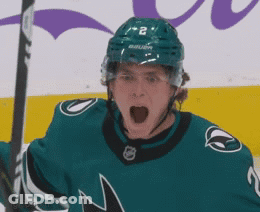 Hockey Player In Number 2 Helmet GIF