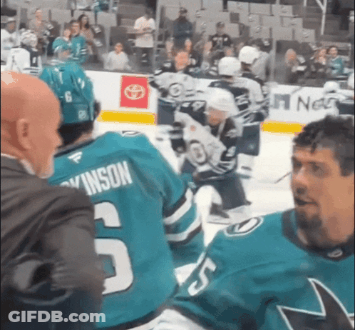 Hockey Player In Number 5 Jersey Talking To Another Player GIF