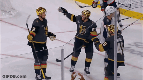 Hockey Player In Number 9 Jersey On Ice GIF