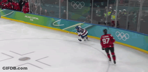 Hockey Player In Number 97 Jersey On Ice GIF