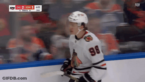 Hockey Player In Number 98 Jersey On Ice GIF