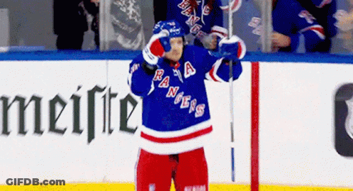 Hockey Player In Rangers Jersey On Ice GIF