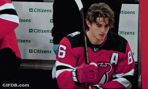 Hockey Player In Red And Black Jersey Number 6 GIF