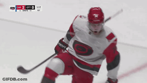 Hockey Player In Red And White G Jersey GIF