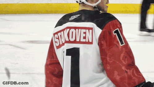 Hockey Player In Red And White Jersey GIF
