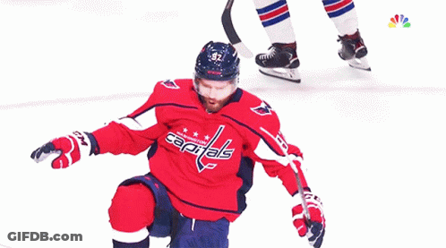 Hockey Player In Red Capitals Jersey GIF
