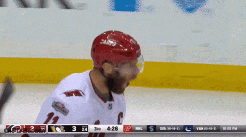 Hockey Player In Red Helmet GIF