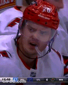 Hockey Player In Red Helmet Number 20 GIF