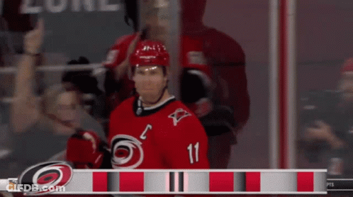 Hockey Player In Red Jersey Number 11 GIF