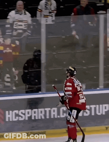 Hockey Player In Red Jersey Number 11 GIF