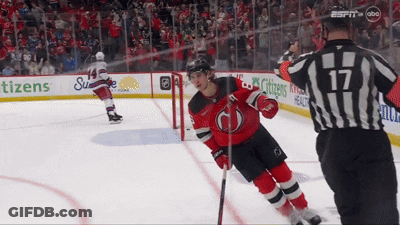 Hockey Player In Red Jersey Number 17 GIF