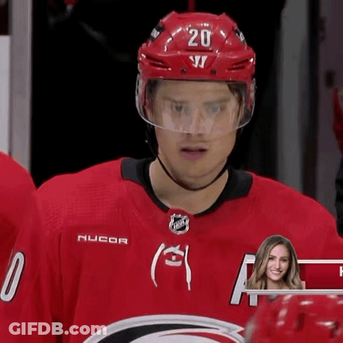 Hockey Player In Red Jersey Number 20 GIF
