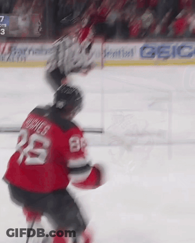 Hockey Player In Red Jersey Number 28 GIF