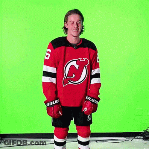 Hockey Player In Red Jersey Number 6 GIF