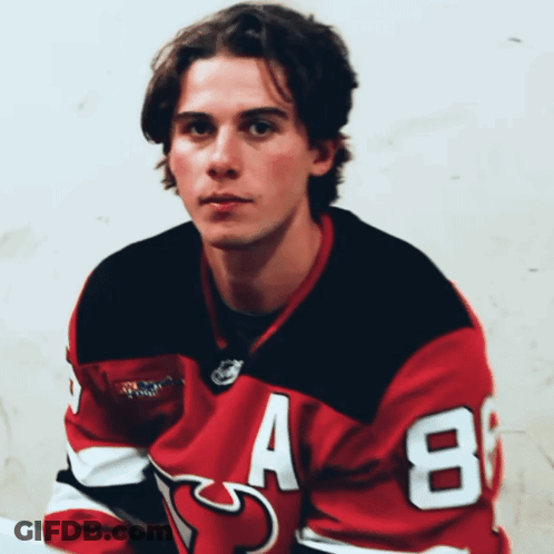 Hockey Player In Red Jersey Number 8 GIF