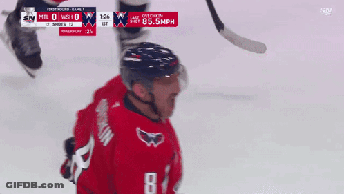 Hockey Player In Red Jersey Number 8 GIF