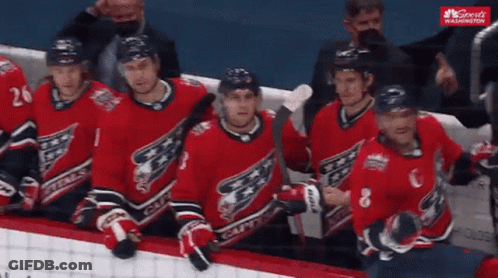 Hockey Player In Red Jersey Number 8 GIF