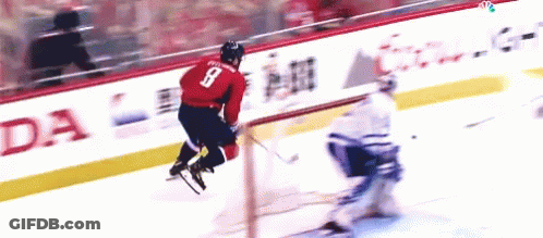 Hockey Player In Red Jersey Number 8 GIF