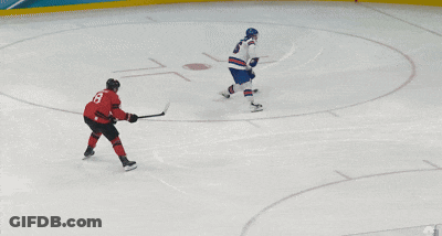 Hockey Player In Red Jersey Number 92 GIF