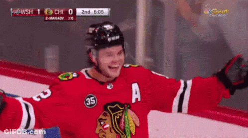 Hockey Player In Red Jersey With Letter A GIF