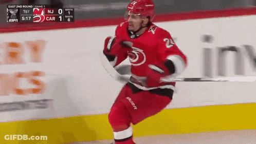 Hockey Player In Red Uniform Number 24 GIF