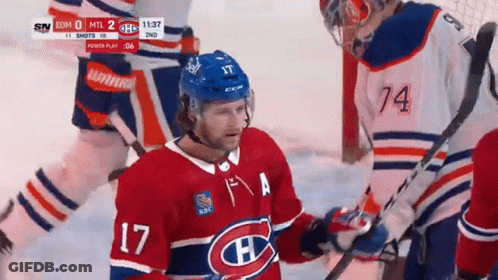 Hockey Player In Red White And Blue Jersey GIF