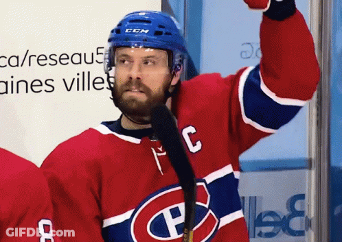 Hockey Player In Red White And Blue Jersey With Letter C GIF