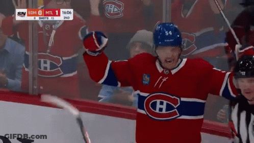Hockey Player In Red White And Blue Jersey With Letter C GIF