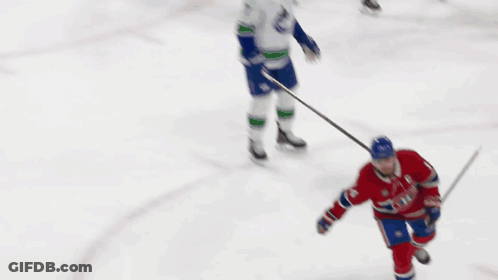 Hockey Player In Red White And Blue Jersey With Letter C GIF
