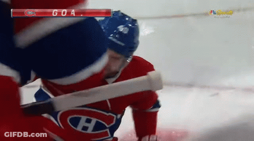 Hockey Player In Red White And Blue Uniform With Letter H GIF