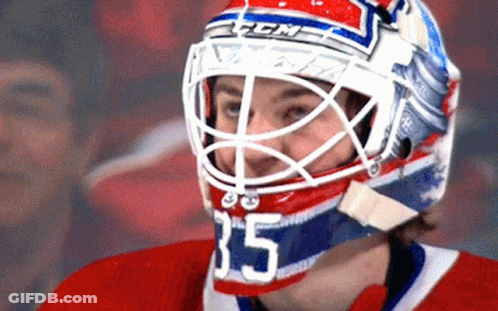 Hockey Player In Red White Blue Helmet Number 35 GIF