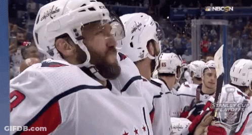 Hockey Player In White Capitals Helmet GIF
