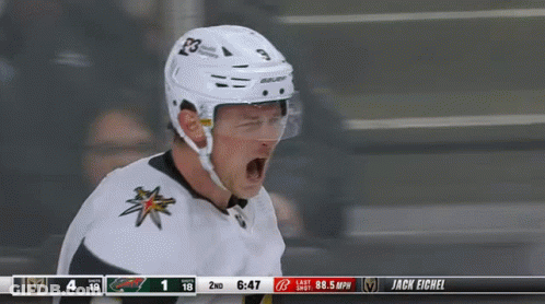 Hockey Player In White Jersey Screaming GIF