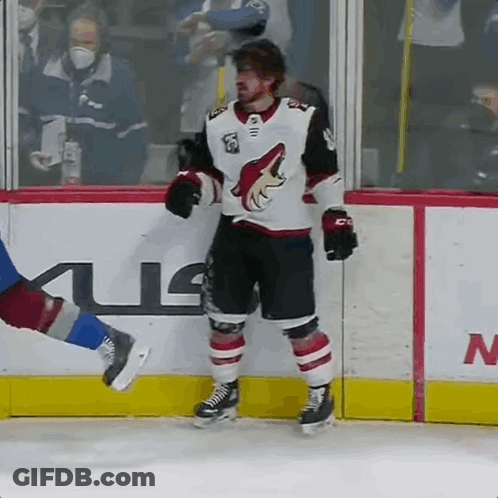 Hockey Player In White Jersey With Coyote GIF